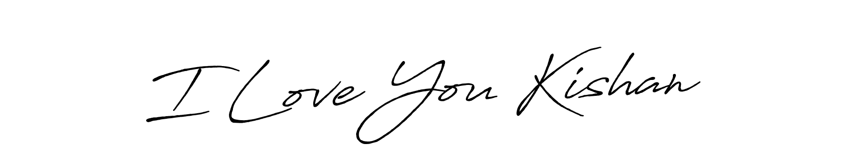 How to make I Love You Kishan name signature. Use Antro_Vectra_Bolder style for creating short signs online. This is the latest handwritten sign. I Love You Kishan signature style 7 images and pictures png