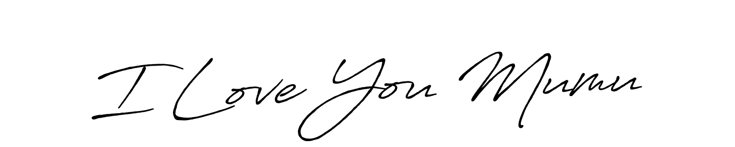 The best way (Antro_Vectra_Bolder) to make a short signature is to pick only two or three words in your name. The name I Love You Mumu include a total of six letters. For converting this name. I Love You Mumu signature style 7 images and pictures png