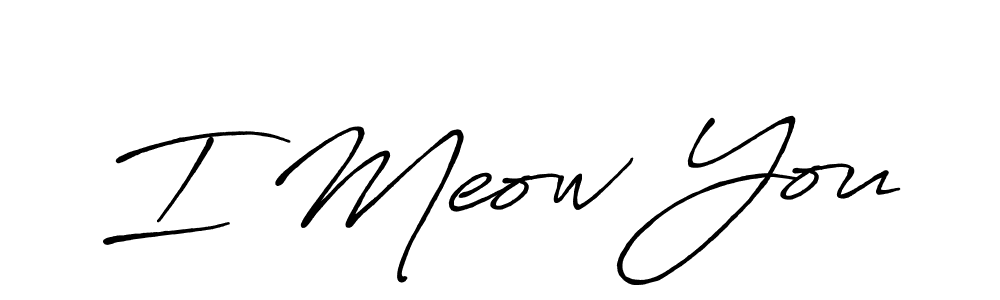 This is the best signature style for the I Meow You name. Also you like these signature font (Antro_Vectra_Bolder). Mix name signature. I Meow You signature style 7 images and pictures png
