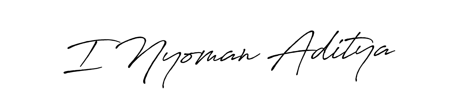 The best way (Antro_Vectra_Bolder) to make a short signature is to pick only two or three words in your name. The name I Nyoman Aditya include a total of six letters. For converting this name. I Nyoman Aditya signature style 7 images and pictures png