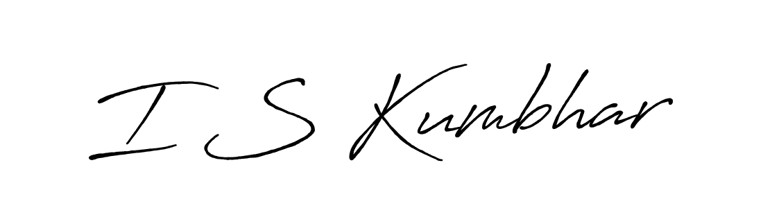 How to make I S Kumbhar name signature. Use Antro_Vectra_Bolder style for creating short signs online. This is the latest handwritten sign. I S Kumbhar signature style 7 images and pictures png