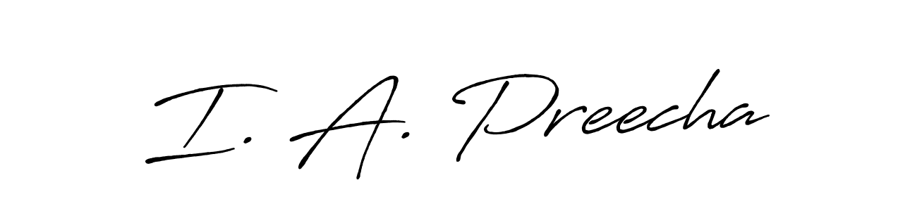 Similarly Antro_Vectra_Bolder is the best handwritten signature design. Signature creator online .You can use it as an online autograph creator for name I. A. Preecha. I. A. Preecha signature style 7 images and pictures png