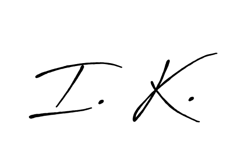 The best way (Antro_Vectra_Bolder) to make a short signature is to pick only two or three words in your name. The name I. K. include a total of six letters. For converting this name. I. K. signature style 7 images and pictures png