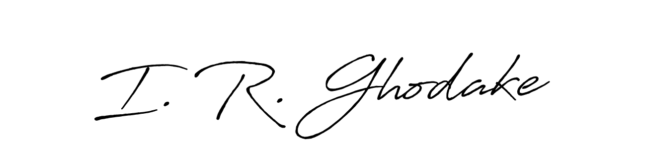 How to make I. R. Ghodake name signature. Use Antro_Vectra_Bolder style for creating short signs online. This is the latest handwritten sign. I. R. Ghodake signature style 7 images and pictures png