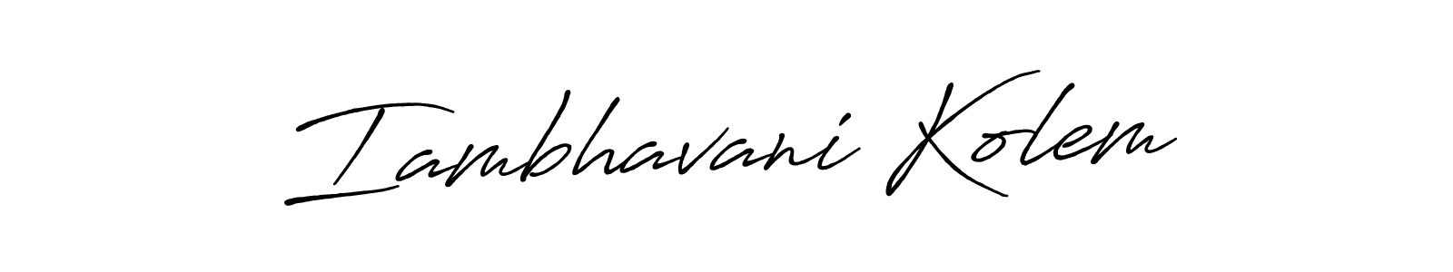 You should practise on your own different ways (Antro_Vectra_Bolder) to write your name (Iambhavani Kolem) in signature. don't let someone else do it for you. Iambhavani Kolem signature style 7 images and pictures png