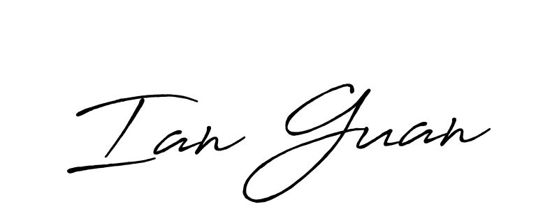 Ian Guan stylish signature style. Best Handwritten Sign (Antro_Vectra_Bolder) for my name. Handwritten Signature Collection Ideas for my name Ian Guan. Ian Guan signature style 7 images and pictures png