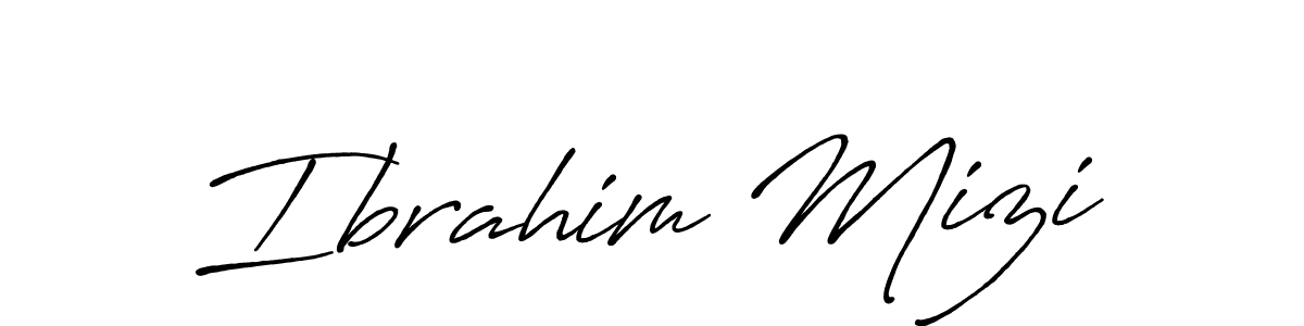 How to make Ibrahim Mizi name signature. Use Antro_Vectra_Bolder style for creating short signs online. This is the latest handwritten sign. Ibrahim Mizi signature style 7 images and pictures png