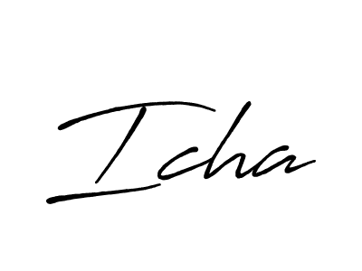 Use a signature maker to create a handwritten signature online. With this signature software, you can design (Antro_Vectra_Bolder) your own signature for name Icha. Icha signature style 7 images and pictures png