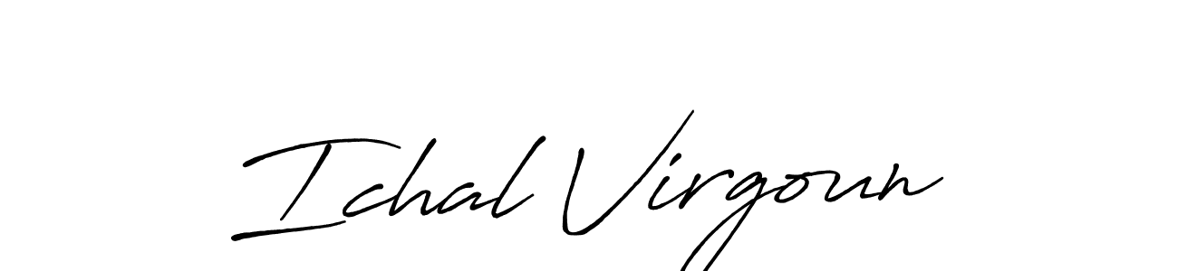 How to make Ichal Virgoun name signature. Use Antro_Vectra_Bolder style for creating short signs online. This is the latest handwritten sign. Ichal Virgoun signature style 7 images and pictures png