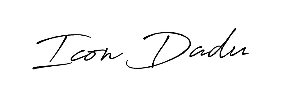 Similarly Antro_Vectra_Bolder is the best handwritten signature design. Signature creator online .You can use it as an online autograph creator for name Icon Dadu. Icon Dadu signature style 7 images and pictures png