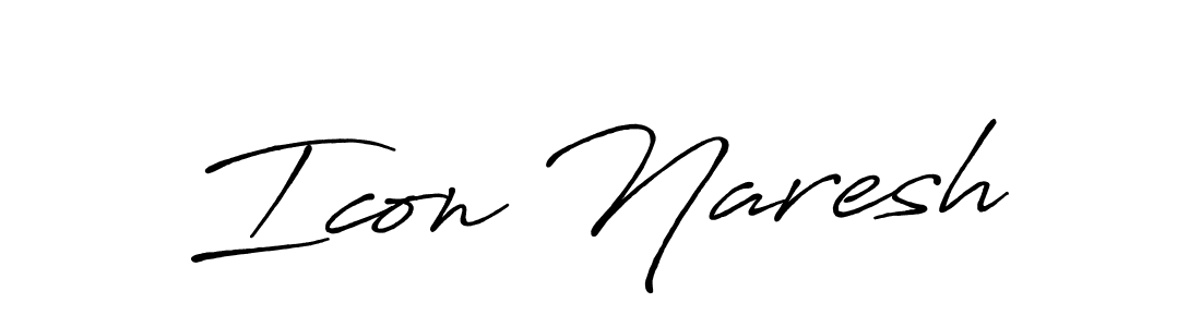 How to make Icon Naresh name signature. Use Antro_Vectra_Bolder style for creating short signs online. This is the latest handwritten sign. Icon Naresh signature style 7 images and pictures png
