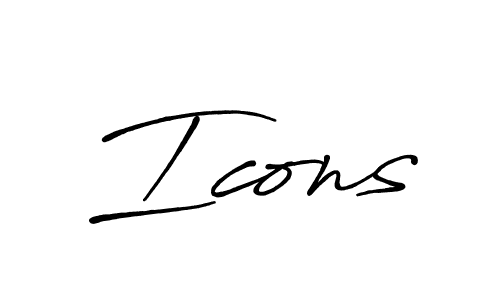 Use a signature maker to create a handwritten signature online. With this signature software, you can design (Antro_Vectra_Bolder) your own signature for name Icons. Icons signature style 7 images and pictures png