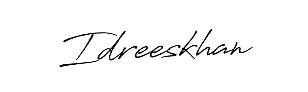 Make a beautiful signature design for name Idreeskhan. With this signature (Antro_Vectra_Bolder) style, you can create a handwritten signature for free. Idreeskhan signature style 7 images and pictures png