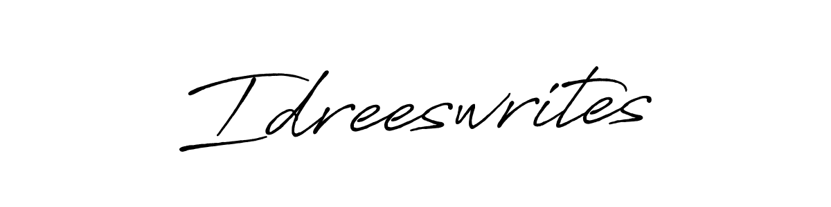 Create a beautiful signature design for name Idreeswrites. With this signature (Antro_Vectra_Bolder) fonts, you can make a handwritten signature for free. Idreeswrites signature style 7 images and pictures png