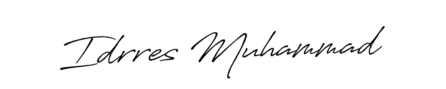 Use a signature maker to create a handwritten signature online. With this signature software, you can design (Antro_Vectra_Bolder) your own signature for name Idrres Muhammad. Idrres Muhammad signature style 7 images and pictures png