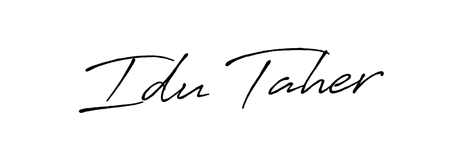 Also You can easily find your signature by using the search form. We will create Idu Taher name handwritten signature images for you free of cost using Antro_Vectra_Bolder sign style. Idu Taher signature style 7 images and pictures png