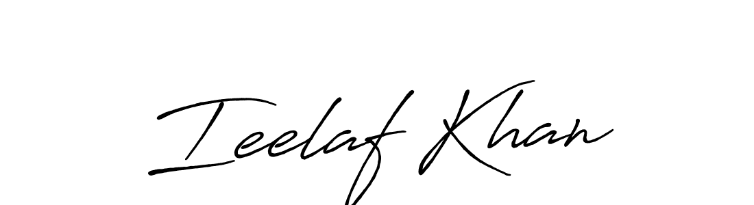 Make a beautiful signature design for name Ieelaf Khan. With this signature (Antro_Vectra_Bolder) style, you can create a handwritten signature for free. Ieelaf Khan signature style 7 images and pictures png