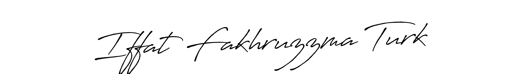 Also You can easily find your signature by using the search form. We will create Iffat Fakhruzzma Turk name handwritten signature images for you free of cost using Antro_Vectra_Bolder sign style. Iffat Fakhruzzma Turk signature style 7 images and pictures png