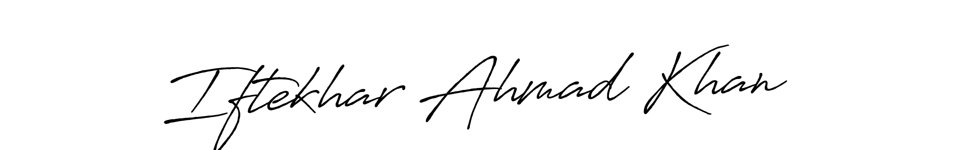 How to make Iftekhar Ahmad Khan name signature. Use Antro_Vectra_Bolder style for creating short signs online. This is the latest handwritten sign. Iftekhar Ahmad Khan signature style 7 images and pictures png