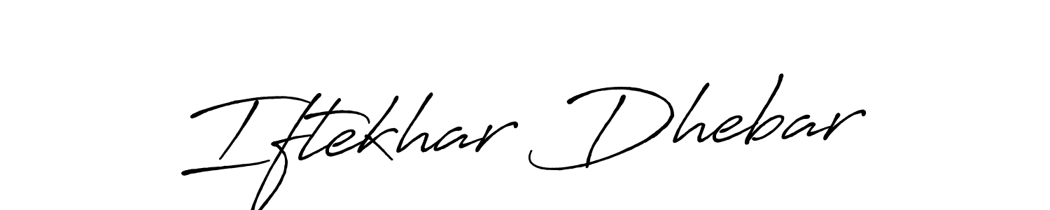 Create a beautiful signature design for name Iftekhar Dhebar. With this signature (Antro_Vectra_Bolder) fonts, you can make a handwritten signature for free. Iftekhar Dhebar signature style 7 images and pictures png