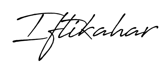 Give your name Iftikahar an exquisite flair with the Antro_Vectra_Bolder script font. Ideal for contracts, resumes, and formal letterheads. Iftikahar signature style 7 images and pictures png