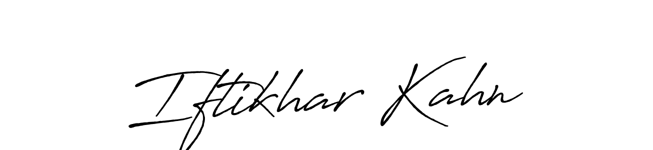 How to make Iftikhar Kahn name signature. Use Antro_Vectra_Bolder style for creating short signs online. This is the latest handwritten sign. Iftikhar Kahn signature style 7 images and pictures png
