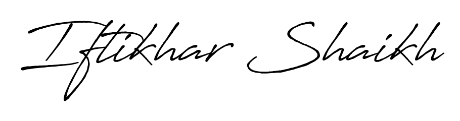 Personalize your online presence with Iftikhar Shaikh signature rendered in elegant Antro_Vectra_Bolder font. Great for website footers and blogs. Iftikhar Shaikh signature style 7 images and pictures png