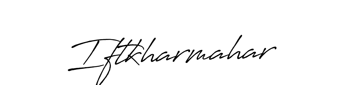 How to make Iftkharmahar name signature. Use Antro_Vectra_Bolder style for creating short signs online. This is the latest handwritten sign. Iftkharmahar signature style 7 images and pictures png