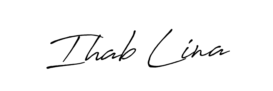 The best way (Antro_Vectra_Bolder) to make a short signature is to pick only two or three words in your name. The name Ihab Lina include a total of six letters. For converting this name. Ihab Lina signature style 7 images and pictures png