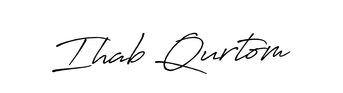 Make a beautiful signature design for name Ihab Qurtom. With this signature (Antro_Vectra_Bolder) style, you can create a handwritten signature for free. Ihab Qurtom signature style 7 images and pictures png