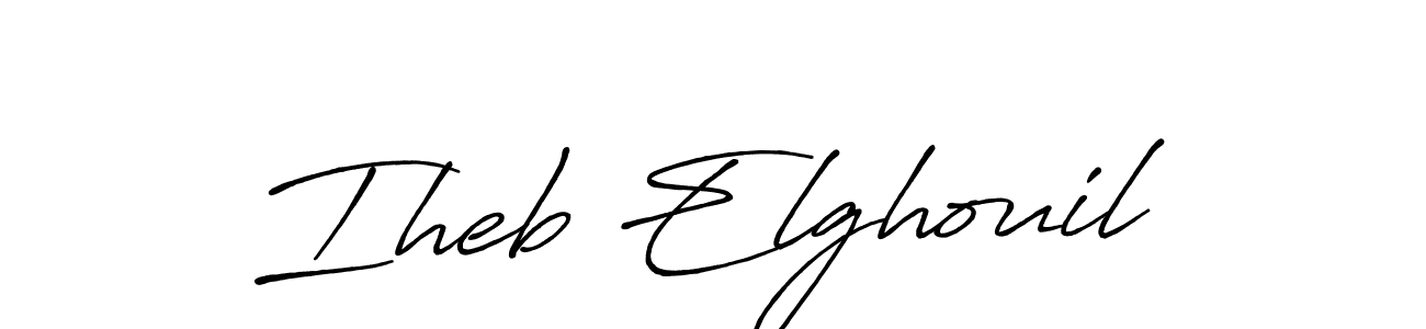 This is the best signature style for the Iheb Elghouil name. Also you like these signature font (Antro_Vectra_Bolder). Mix name signature. Iheb Elghouil signature style 7 images and pictures png