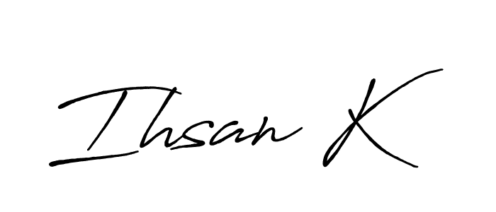 Antro_Vectra_Bolder is a professional signature style that is perfect for those who want to add a touch of class to their signature. It is also a great choice for those who want to make their signature more unique. Get Ihsan K name to fancy signature for free. Ihsan K signature style 7 images and pictures png