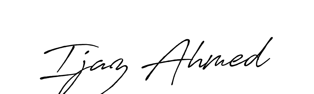 This is the best signature style for the Ijaz Ahmed name. Also you like these signature font (Antro_Vectra_Bolder). Mix name signature. Ijaz Ahmed signature style 7 images and pictures png
