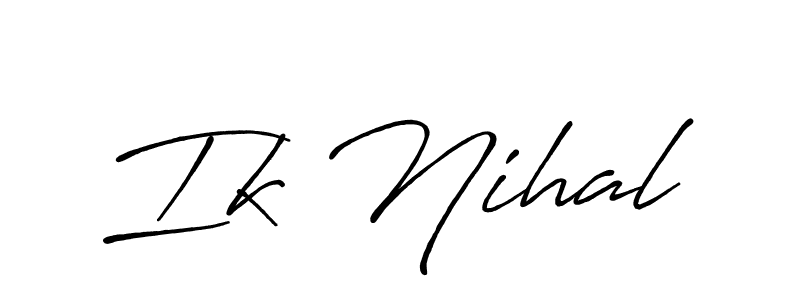 The best way (Antro_Vectra_Bolder) to make a short signature is to pick only two or three words in your name. The name Ik Nihal include a total of six letters. For converting this name. Ik Nihal signature style 7 images and pictures png