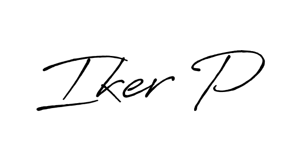 Iker P stylish signature style. Best Handwritten Sign (Antro_Vectra_Bolder) for my name. Handwritten Signature Collection Ideas for my name Iker P. Iker P signature style 7 images and pictures png
