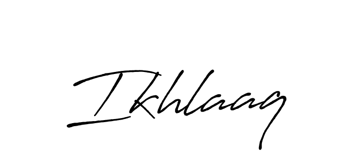 Make a beautiful signature design for name Ikhlaaq. With this signature (Antro_Vectra_Bolder) style, you can create a handwritten signature for free. Ikhlaaq signature style 7 images and pictures png