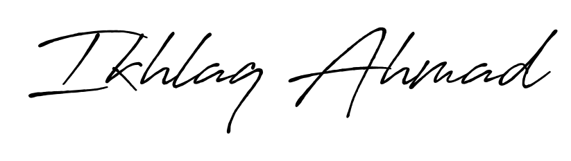Create a personalized artistic stamp with Ikhlaq Ahmad in Antro_Vectra_Bolder font. Perfect for visual artists, designers, and influencers. Ikhlaq Ahmad signature style 7 images and pictures png