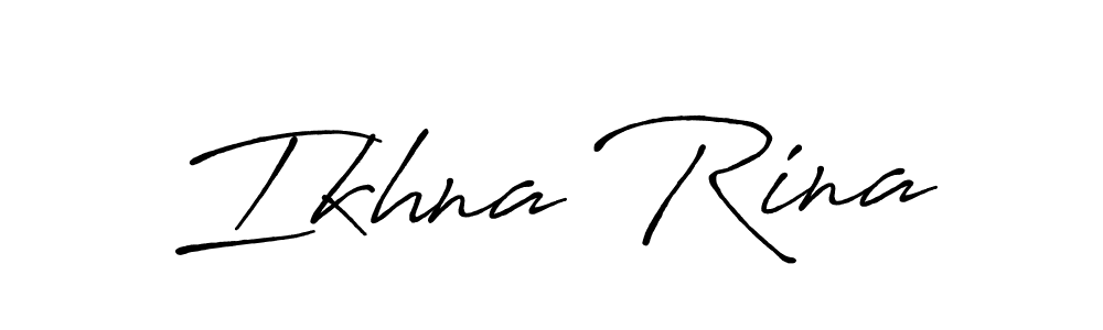How to make Ikhna Rina name signature. Use Antro_Vectra_Bolder style for creating short signs online. This is the latest handwritten sign. Ikhna Rina signature style 7 images and pictures png