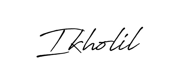 Make a beautiful signature design for name Ikholil. With this signature (Antro_Vectra_Bolder) style, you can create a handwritten signature for free. Ikholil signature style 7 images and pictures png