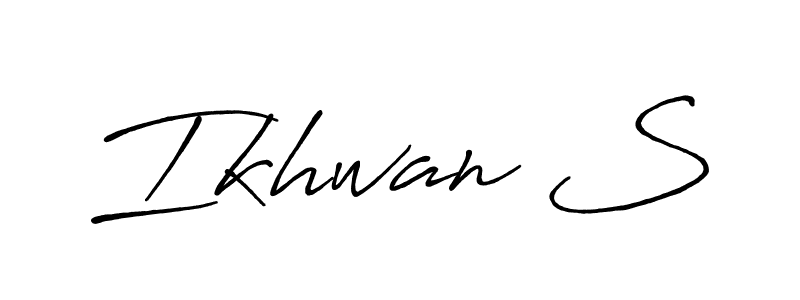 How to make Ikhwan S name signature. Use Antro_Vectra_Bolder style for creating short signs online. This is the latest handwritten sign. Ikhwan S signature style 7 images and pictures png