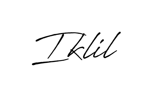Use a signature maker to create a handwritten signature online. With this signature software, you can design (Antro_Vectra_Bolder) your own signature for name Iklil. Iklil signature style 7 images and pictures png