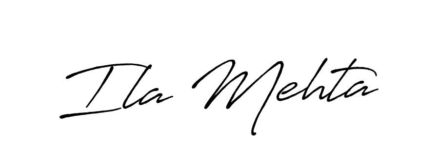 Create a beautiful signature design for name Ila Mehta. With this signature (Antro_Vectra_Bolder) fonts, you can make a handwritten signature for free. Ila Mehta signature style 7 images and pictures png