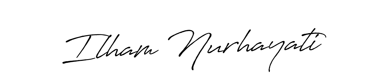 Use a signature maker to create a handwritten signature online. With this signature software, you can design (Antro_Vectra_Bolder) your own signature for name Ilham Nurhayati. Ilham Nurhayati signature style 7 images and pictures png
