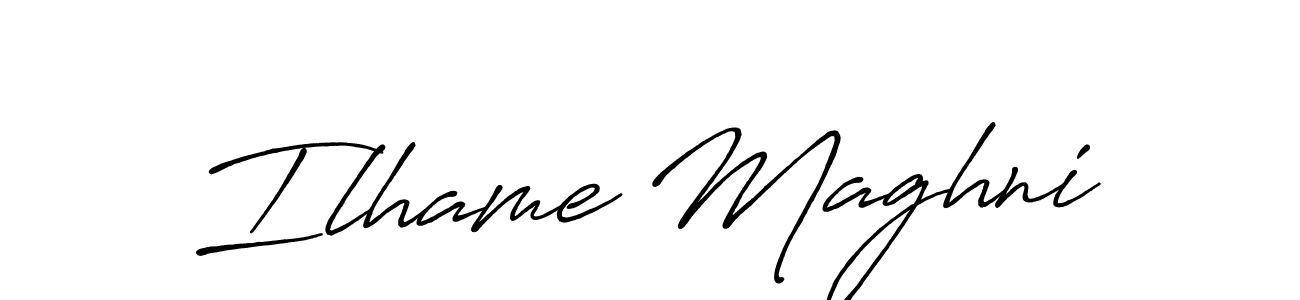 Ilhame Maghni stylish signature style. Best Handwritten Sign (Antro_Vectra_Bolder) for my name. Handwritten Signature Collection Ideas for my name Ilhame Maghni. Ilhame Maghni signature style 7 images and pictures png