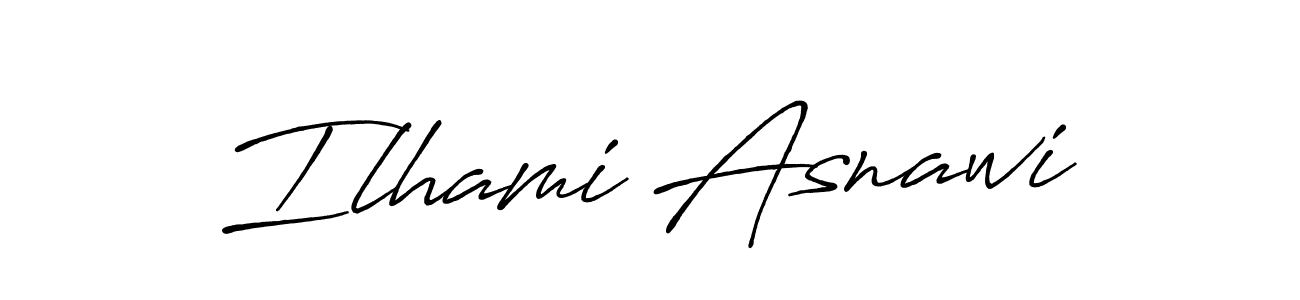 Make a beautiful signature design for name Ilhami Asnawi. With this signature (Antro_Vectra_Bolder) style, you can create a handwritten signature for free. Ilhami Asnawi signature style 7 images and pictures png