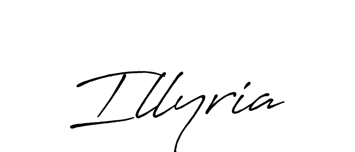 Make a beautiful signature design for name Illyria. With this signature (Antro_Vectra_Bolder) style, you can create a handwritten signature for free. Illyria signature style 7 images and pictures png