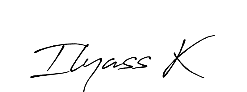 Also we have Ilyass K name is the best signature style. Create professional handwritten signature collection using Antro_Vectra_Bolder autograph style. Ilyass K signature style 7 images and pictures png