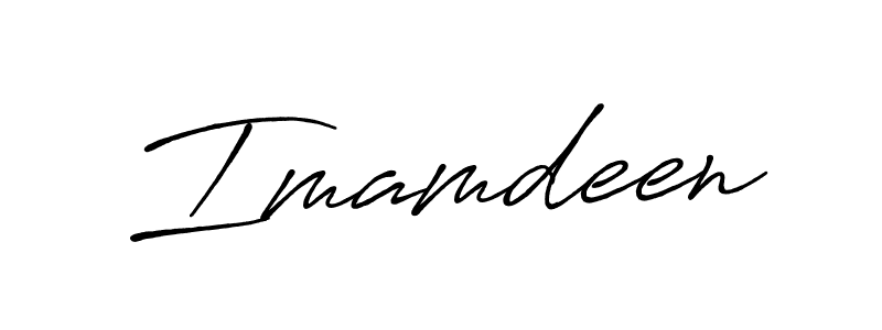 Use a signature maker to create a handwritten signature online. With this signature software, you can design (Antro_Vectra_Bolder) your own signature for name Imamdeen. Imamdeen signature style 7 images and pictures png