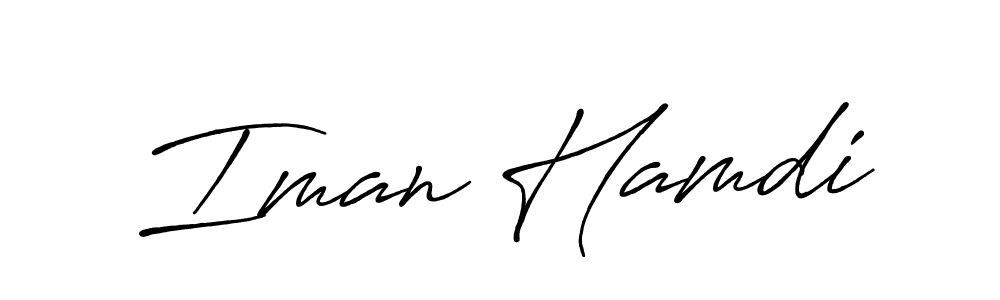 Design your own signature with our free online signature maker. With this signature software, you can create a handwritten (Antro_Vectra_Bolder) signature for name Iman Hamdi. Iman Hamdi signature style 7 images and pictures png