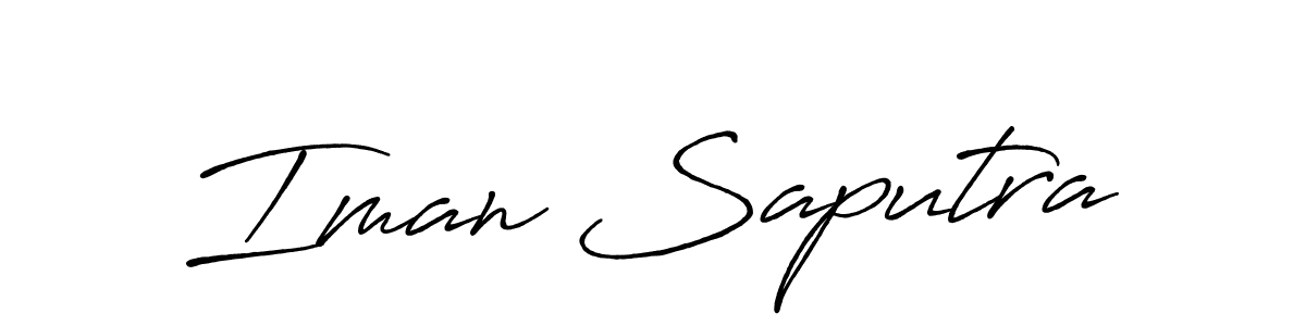 Make a beautiful signature design for name Iman Saputra. With this signature (Antro_Vectra_Bolder) style, you can create a handwritten signature for free. Iman Saputra signature style 7 images and pictures png